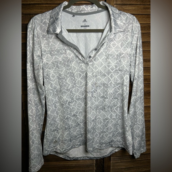 adidas Tops - Adidas Golf Gray Long Sleeve Shirt Adidas Golf gray white geometric print
